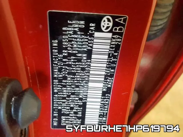5YFBURHE7HP619794 фото 2