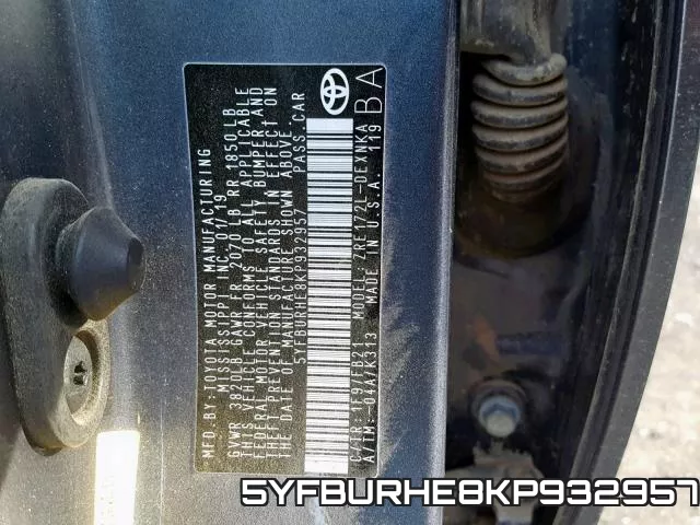 5YFBURHE8KP932957 фото 2