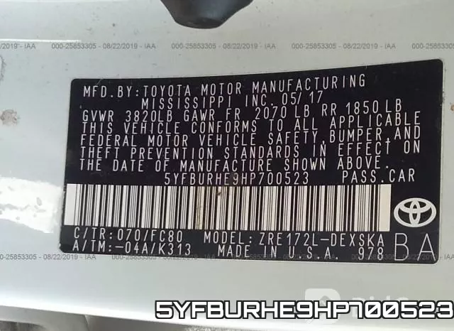 5YFBURHE9HP700523 фото 10