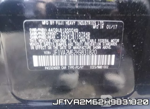 JF1VA2M62H9831820 фото 10
