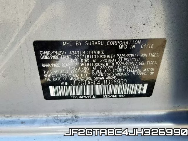 JF2GTABC4JH326990 фото 2