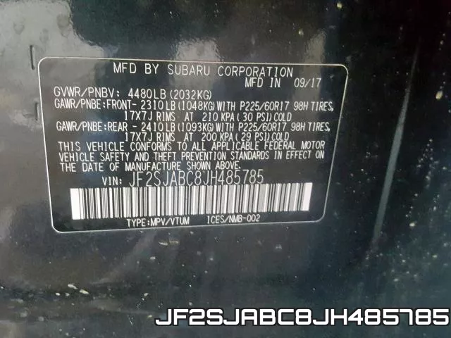 JF2SJABC8JH485785 фото 2