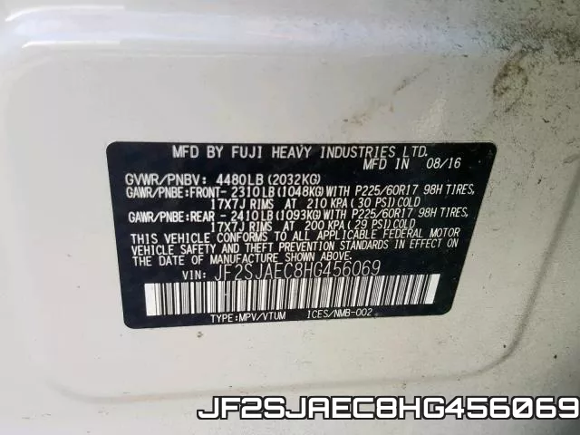 JF2SJAEC8HG456069 фото 2
