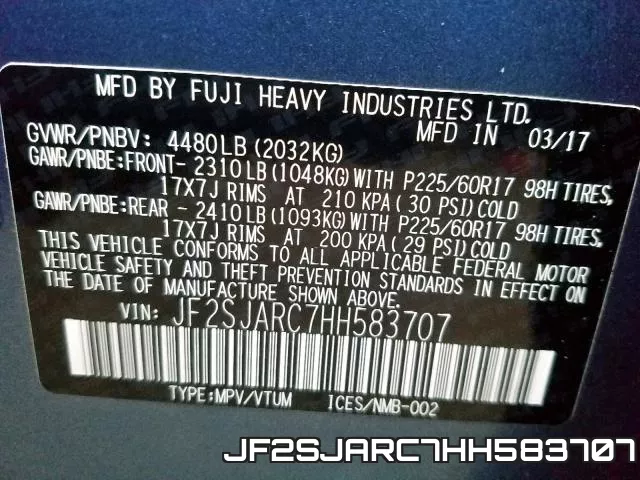 JF2SJARC7HH583707 фото 2