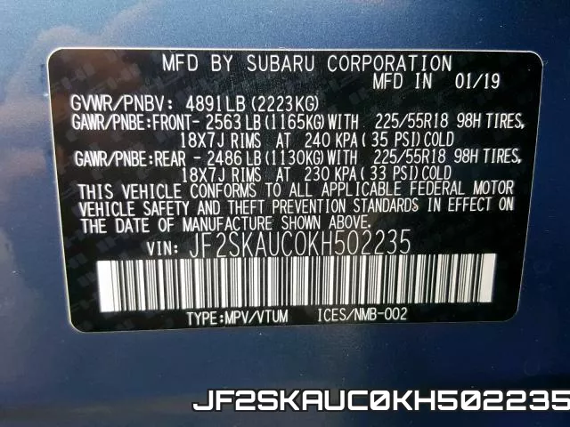 JF2SKAUC0KH502235 фото 2