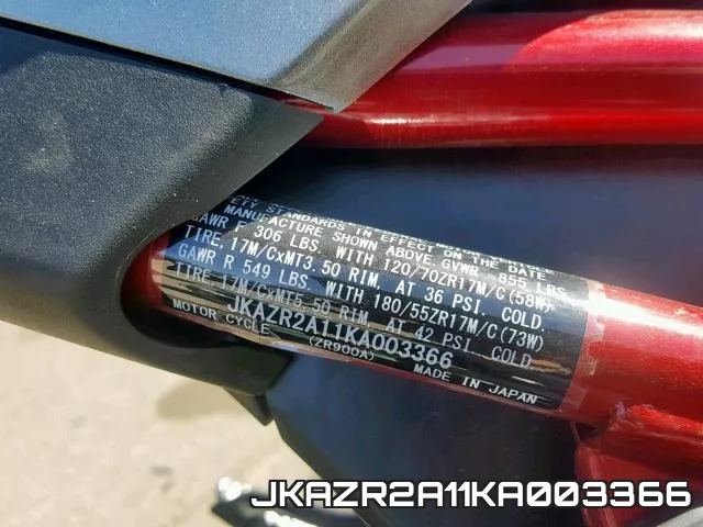 JKAZR2A11KA003366 фото 2