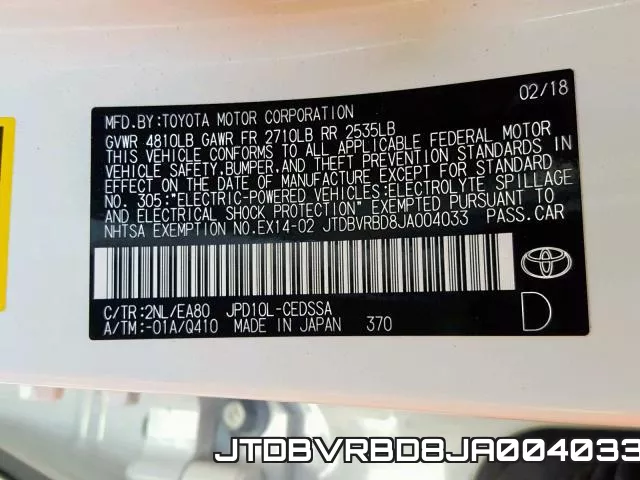 JTDBVRBD8JA004033 фото 2