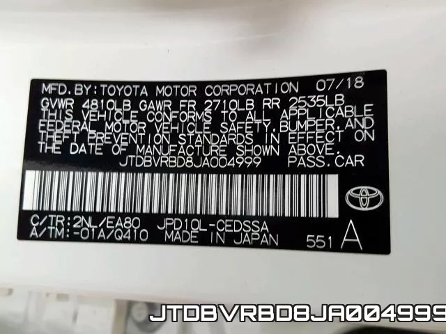 JTDBVRBD8JA004999 фото 2
