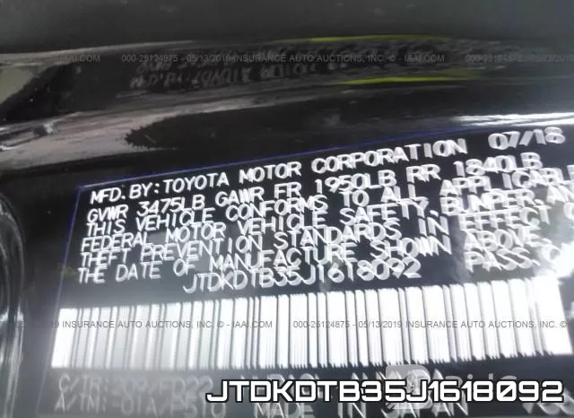 JTDKDTB35J1618092 фото 10