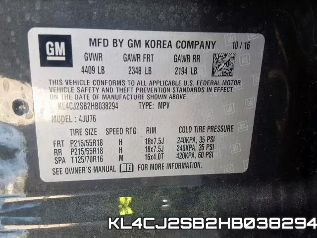KL4CJ2SB2HB038294 фото 2