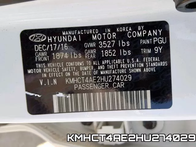 KMHCT4AE2HU274029 фото 2