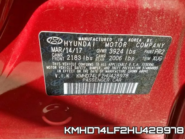 KMHD74LF2HU428978 фото 2