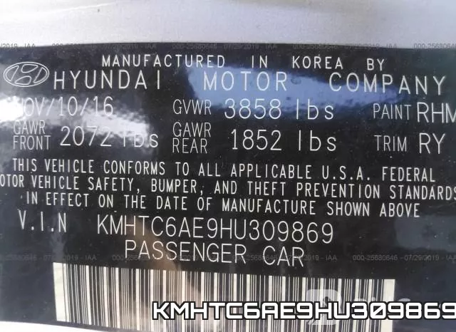 KMHTC6AE9HU309869 фото 10