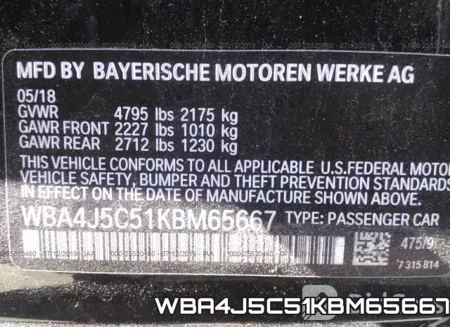 WBA4J5C51KBM65667 фото 10