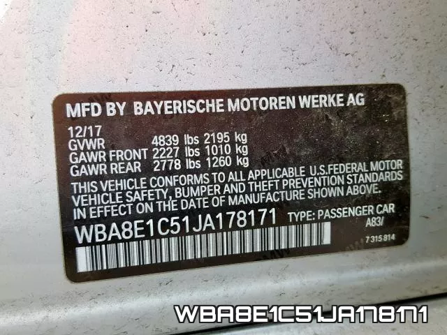 WBA8E1C51JA178171 фото 2