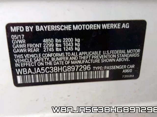 WBAJA5C38HG897296 фото 2