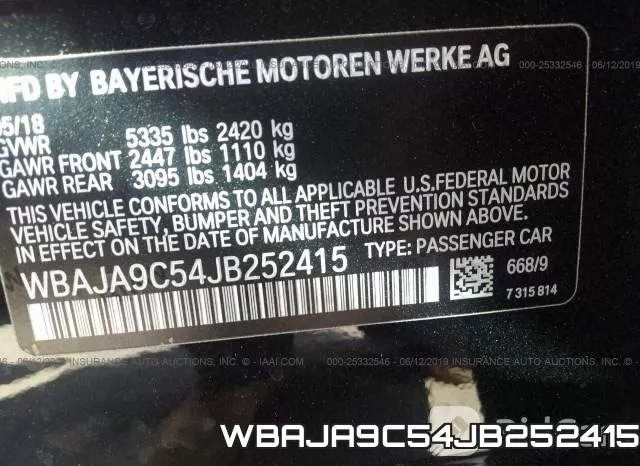 WBAJA9C54JB252415 фото 10