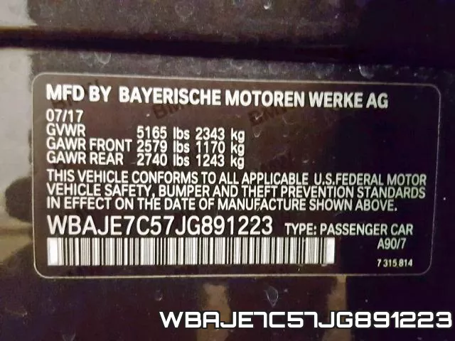WBAJE7C57JG891223 фото 2