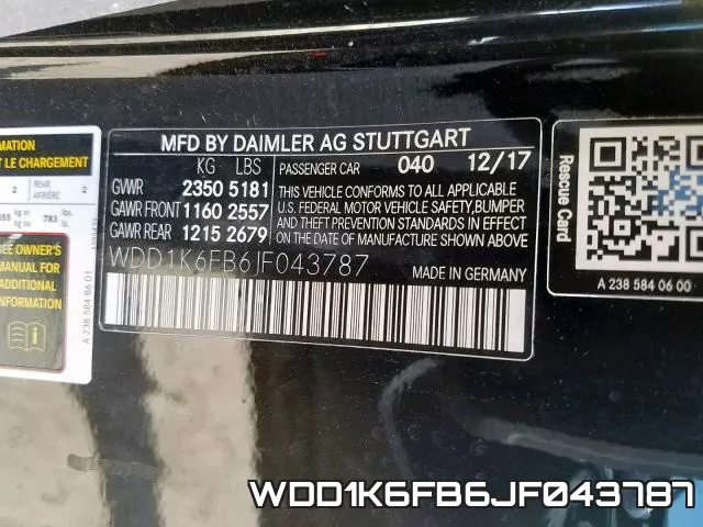 WDD1K6FB6JF043787 фото 2