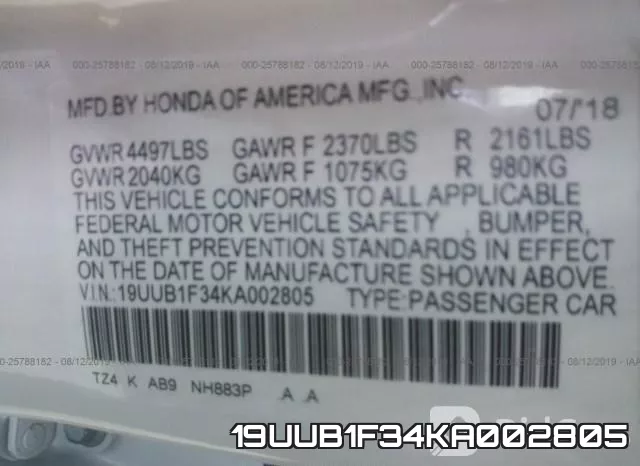 19UUB1F34KA002805 фото 10