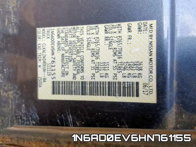 1N6AD0EV6HN761155 фото 2