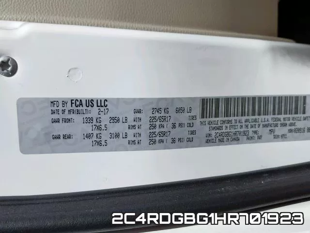 2C4RDGBG1HR701923 фото 2