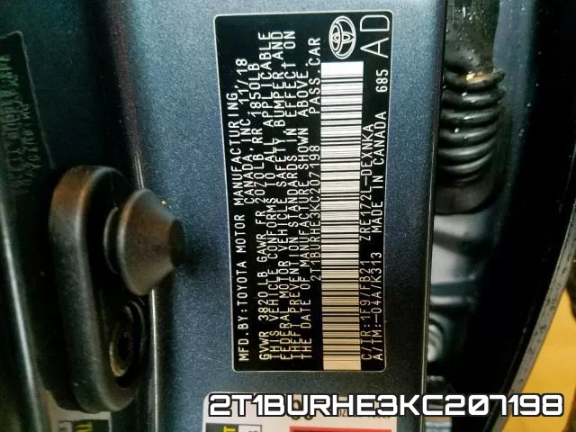 2T1BURHE3KC207198 фото 2
