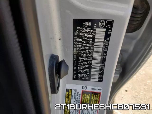 2T1BURHE6HC807531 фото 2