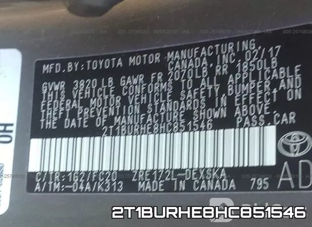2T1BURHE8HC851546 фото 10