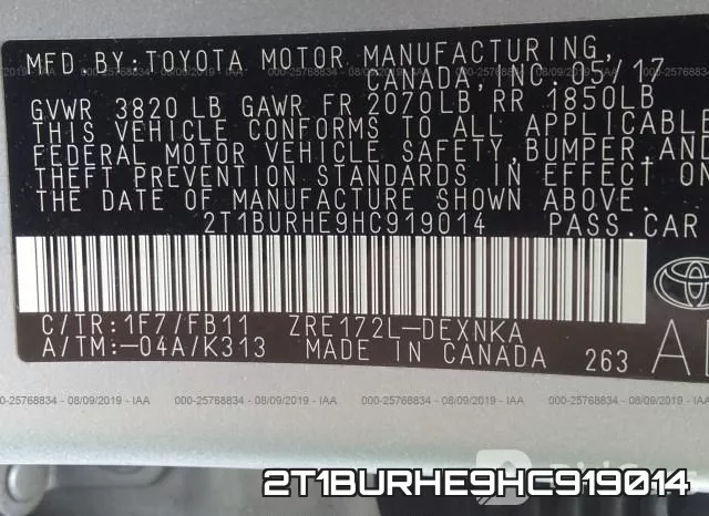 2T1BURHE9HC919014 фото 10