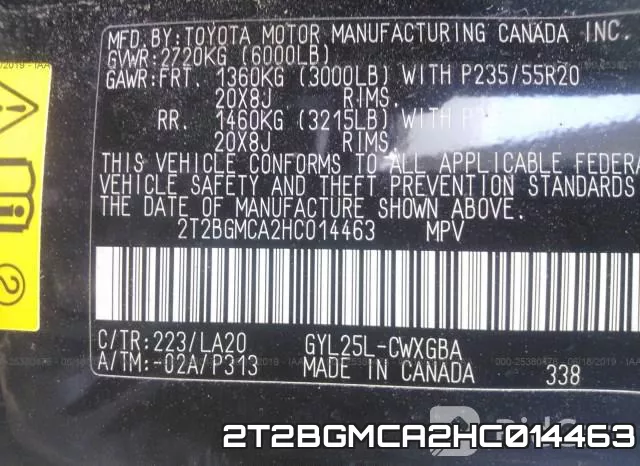 2T2BGMCA2HC014463 фото 10