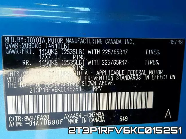 2T3P1RFV6KC015251 фото 2