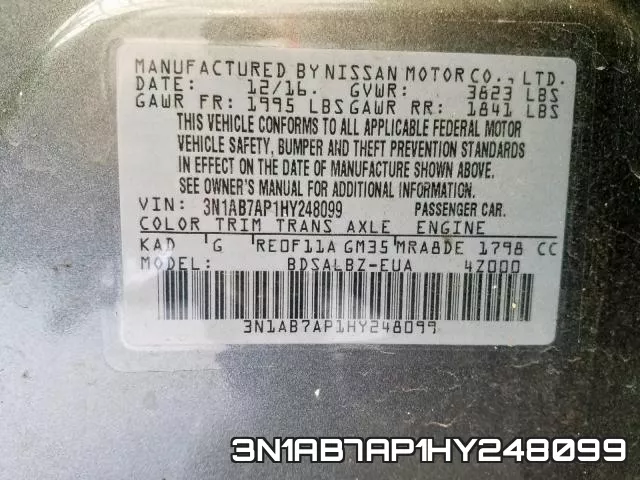 3N1AB7AP1HY248099 фото 2