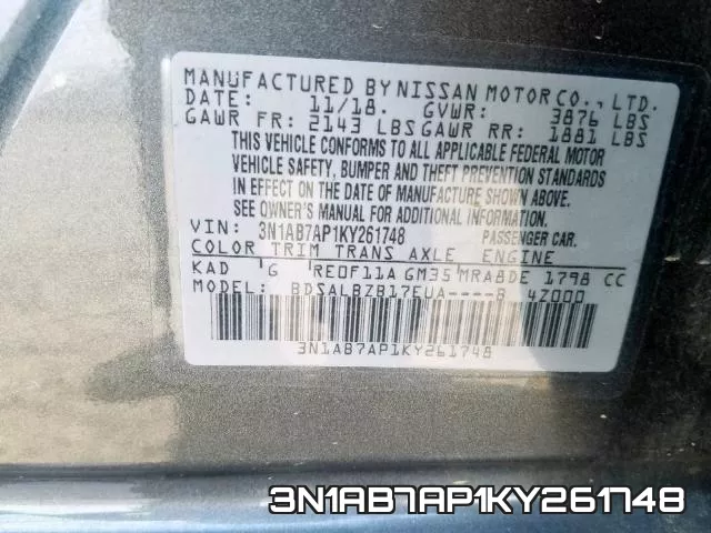 3N1AB7AP1KY261748 фото 2