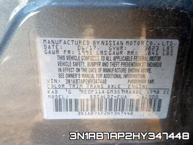 3N1AB7AP2HY347448 фото 2