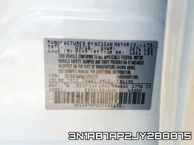 3N1AB7AP2JY288875 фото 2