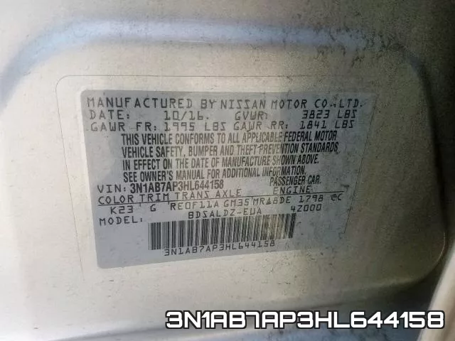 3N1AB7AP3HL644158 фото 2