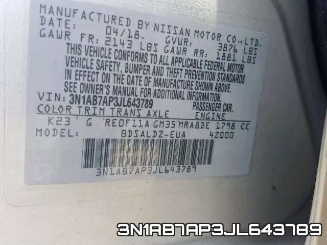 3N1AB7AP3JL643789 фото 2