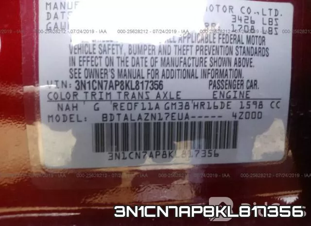 3N1CN7AP8KL817356 фото 10