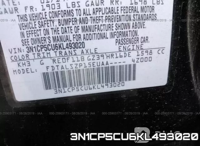 3N1CP5CU6KL493020 фото 10