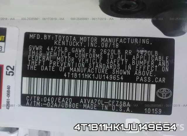 4T1B11HK1JU149654 фото 10