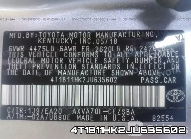 4T1B11HK2JU635602 фото 10
