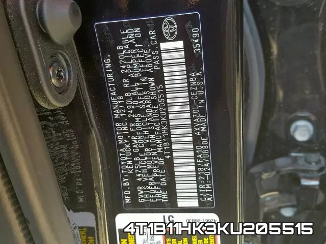 4T1B11HK3KU205515 фото 2