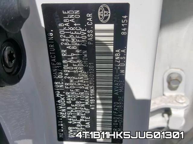 4T1B11HK5JU601301 фото 2