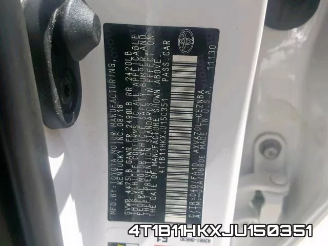 4T1B11HKXJU150351 фото 2