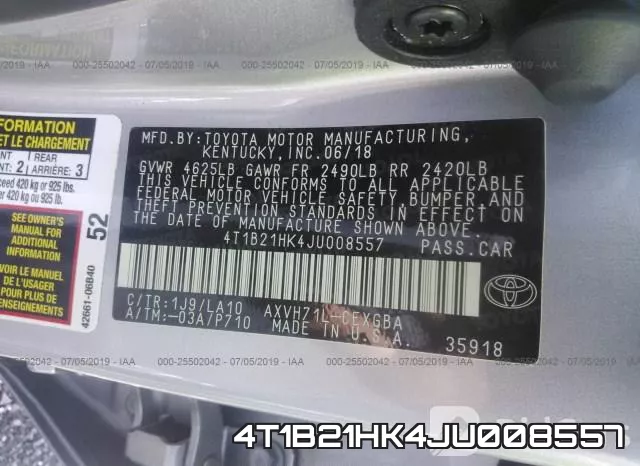 4T1B21HK4JU008557 фото 10