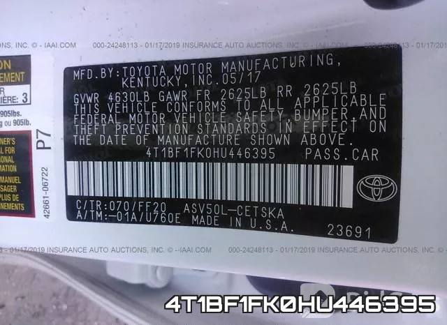 4T1BF1FK0HU446395 фото 9