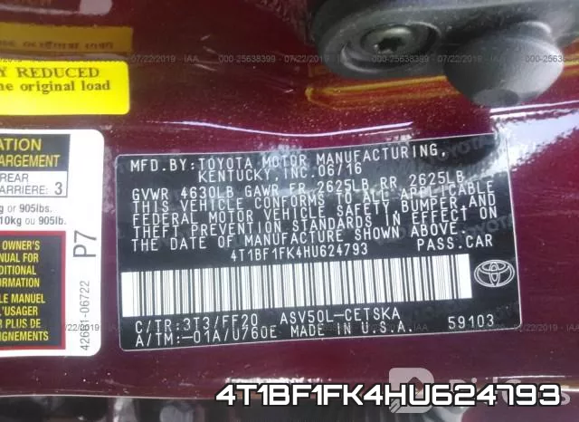 4T1BF1FK4HU624793 фото 10