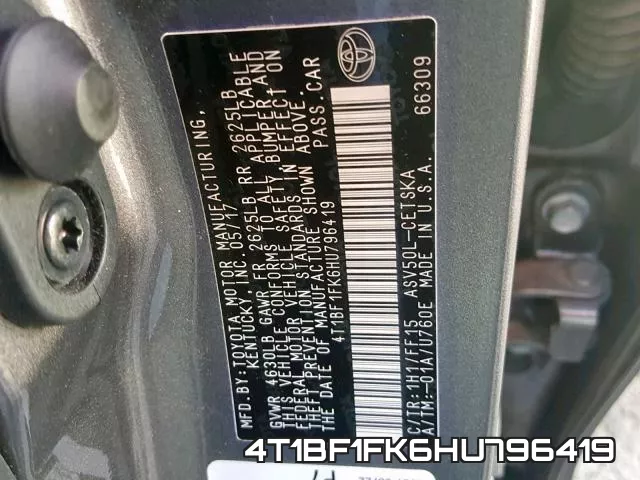 4T1BF1FK6HU796419 фото 2