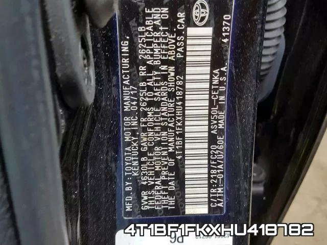 4T1BF1FKXHU418782 фото 2